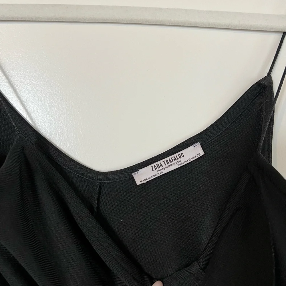 Zara Black Slip Dress Spaghetti Strap Sleeveless Cocktail - Picture 3 of 5